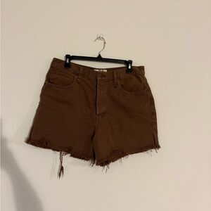 Free People - We The Free Brown Frayed Jean Shorts